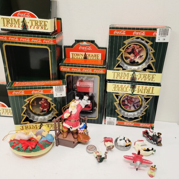 11 Mix Coca Cola Trim A Tree Collection Polar Bear Train Santa Moon Penguin READ - Picture 1 of 6